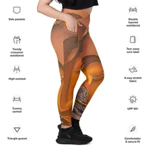 Crossover leggings with pockets - Meditating Buddha