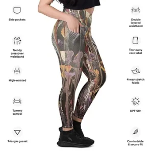 Crossover leggings with pockets - Chain Art of Flower I