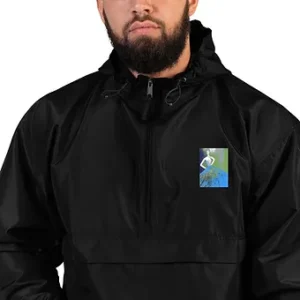 Embroidered Champion Packable Jacket - Blue Ballerina